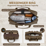 RAINSMORE Messenger Bag for Men 16 Inch Leather Laptop Bags Work Computer Briefcase Vintage Mens Satchel Shoulder Bag for Work, Office, Business, Travel, Dark Brown