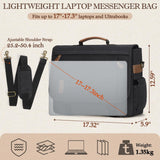 RAINSMORE Messenger Bag for Men 17 - 17.3 Inch Laptop Bag Water - resistant Canvas Computer Shoulder Bag Office Work Briefcase Large Casual Satchel Bags for Men Bookbag for College, Black