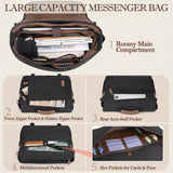 RAINSMORE Messenger Bag for Men 17 - 17.3 Inch Laptop Bag Water - resistant Canvas Computer Shoulder Bag Office Work Briefcase Large Casual Satchel Bags for Men Bookbag for College, Black