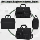 RAINSMORE Tactical Laptop Bag 17.3 Inch Laptop Briefcase Men Business Computer Bag Large Laptop Case Waterproof Military Shoulder Messenger Bag Work Office Travel, Black