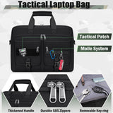 RAINSMORE Tactical Laptop Bag 17.3 Inch Laptop Briefcase Men Business Computer Bag Large Laptop Case Waterproof Military Shoulder Messenger Bag Work Office Travel, Black