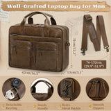 RAINSMORE Vintage Messenger Bag for Men PU Vegan Leather Computer Laptop Bag 15.6 Inch Waterproof Briefcases for Men Retro Mens Briefcase Satchel Bag for Work Office Business Travel Brown