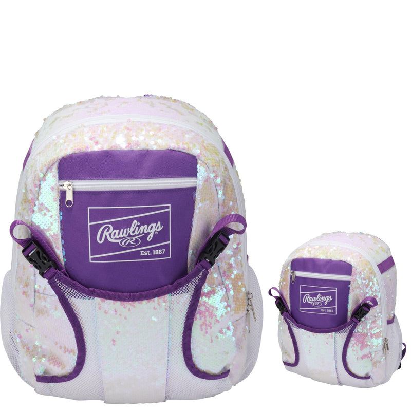 Rawlings | REMIX Backpack Equipment Bag | T - Ball & Youth Softball | White/Purple