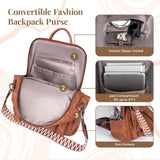 Rcrirth PU Leather Backpack Purse for Women | Fashion Tassel Ladies Purse Backpack Handbags Crossbody Shoulder Bag Suitable for Travel, Weekend Vacations, and Daily Use (Brown)