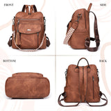 Rcrirth PU Leather Backpack Purse for Women | Fashion Tassel Ladies Purse Backpack Handbags Crossbody Shoulder Bag Suitable for Travel, Weekend Vacations, and Daily Use (Brown)