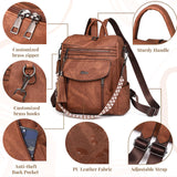 Rcrirth PU Leather Backpack Purse for Women | Fashion Tassel Ladies Purse Backpack Handbags Crossbody Shoulder Bag Suitable for Travel, Weekend Vacations, and Daily Use (Brown)