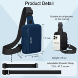 RDMODO Small Sling Bag for Women Men, Nylon Cross Body Bag, Water Resistant Chest Bag for Phone Traveling, Adjustable Shoulder Bag for Women, 2 Pockets Sling Backpack Daypack (Blue)