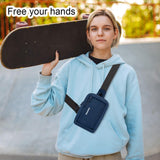RDMODO Small Sling Bag for Women Men, Nylon Cross Body Bag, Water Resistant Chest Bag for Phone Traveling, Adjustable Shoulder Bag for Women, 2 Pockets Sling Backpack Daypack (Blue)