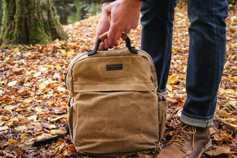 Readywares Waxed Canvas Backpack – Durable Rucksack with Laptop Sleeve – Water - Resistant Travel Bag for Work, Commute, School, or Outdoor Use