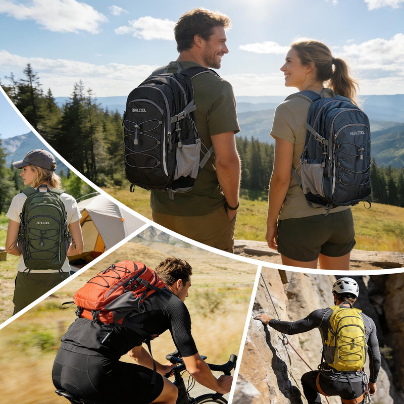RealCool Hiking Backpack for Men Women,20L Lightweight Waterproof Travel Camping Backpack Hiking Daypack for Cycling Running,Black