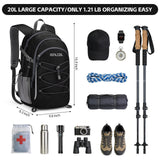RealCool Hiking Backpack for Men Women,20L Lightweight Waterproof Travel Camping Backpack Hiking Daypack for Cycling Running,Black