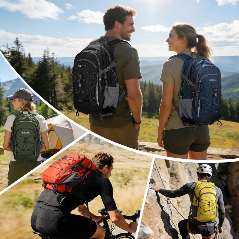 RealCool Hiking Backpack for Men Women,30L Lightweight Waterproof Travel Camping Backpack Hiking Daypack for Cycling Running,Army Green