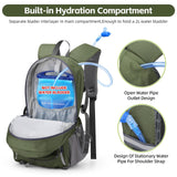 RealCool Hiking Backpack for Men Women,30L Lightweight Waterproof Travel Camping Backpack Hiking Daypack for Cycling Running,Army Green