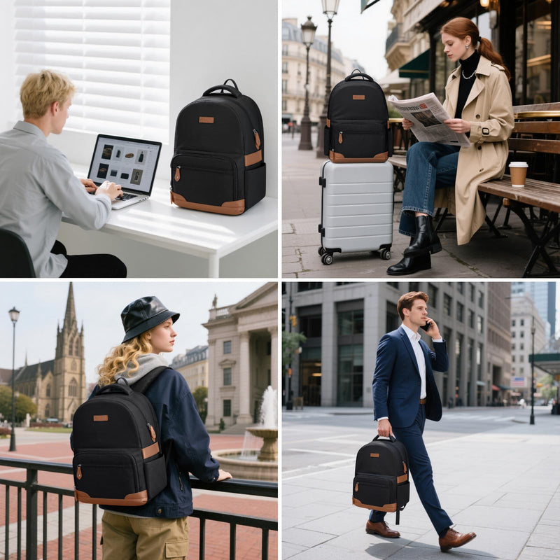 RealCool Laptop Backpack, 31L Travel Backpacks Gift for Women Men, Fits up to 15.6 - 17 Inch,Water Resistant College Bookbag, for School Business Trip (Black)