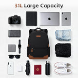 RealCool Laptop Backpack, 31L Travel Backpacks Gift for Women Men, Fits up to 15.6 - 17 Inch,Water Resistant College Bookbag, for School Business Trip (Black)