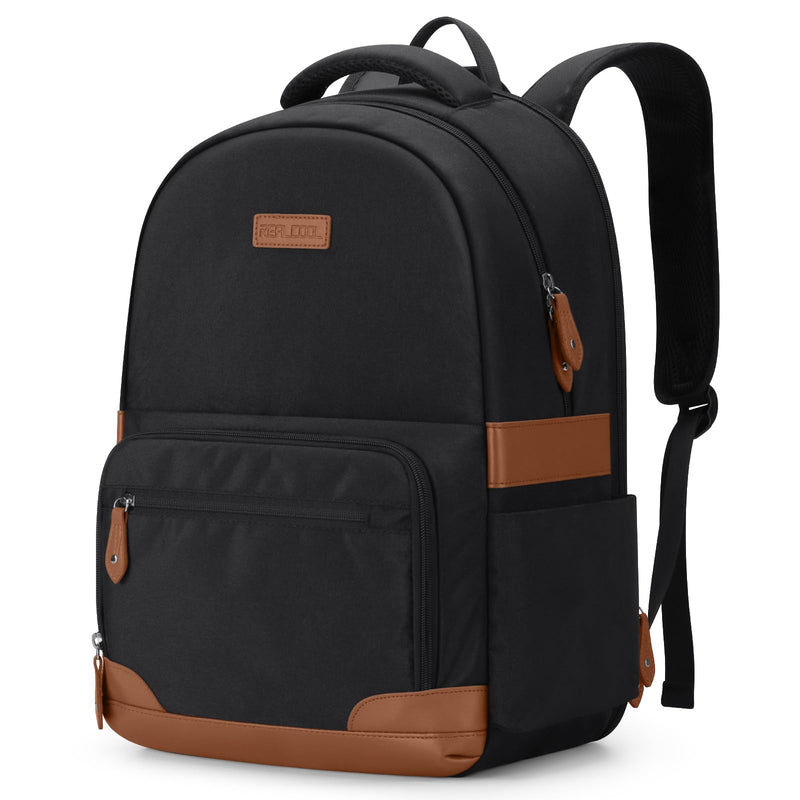 RealCool Laptop Backpack, 31L Travel Backpacks Gift for Women Men, Fits up to 15.6 - 17 Inch,Water Resistant College Bookbag, for School Business Trip (Black)