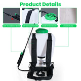 REALWORK 4 - Gallon Backpack Sprayer with Padded Shoulder Strap for Pests & Weeds, Watering Garden, and Spraying Plants, in Translucent White