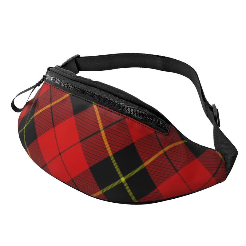 Red Black Plaid Speck Fanny Pack for Women Men, Fashion Waist Bag Crossbody Bag with Adjustable Strap