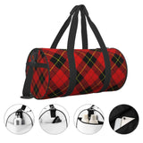 Red Black Plaid Speck Foldable Travel Duffel Bag Large Packable Travel Bag for Men Women