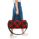 Red Black Plaid Speck Foldable Travel Duffel Bag Large Packable Travel Bag for Men Women