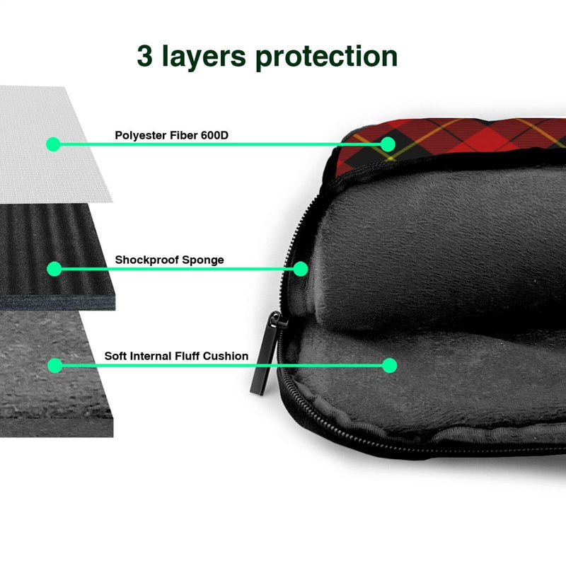 Red Black Plaid Speck Laptop Bag, Durable Laptop Sleeve Case with Shoulder Straps & Handle 15.6 inch