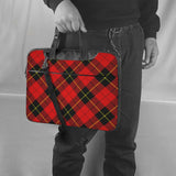 Red Black Plaid Speck Laptop Bag, Durable Laptop Sleeve Case with Shoulder Straps & Handle 15.6 inch