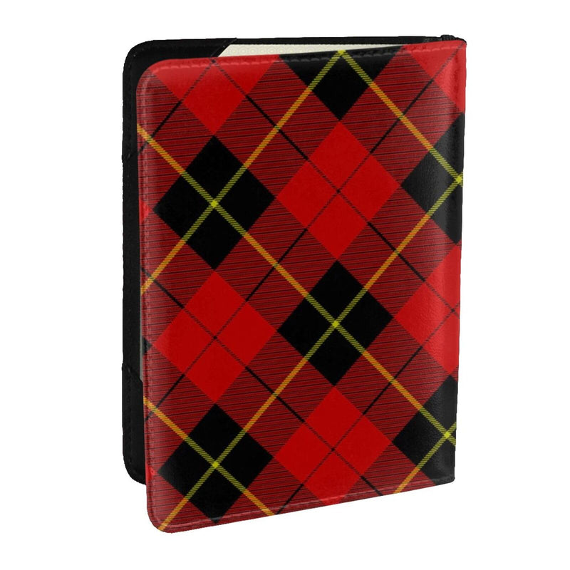 Red Black Plaid Speck Passport Holder Cover Wallet Leather Card Case Travel Accessories for Women Men