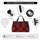 Red Black Plaid Speck Travel Duffle Bag, Lightweight Hospital Bag for Women, Large Sport Gym Bag for Men