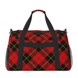 Red Black Plaid Speck Travel Duffle Bag, Lightweight Hospital Bag for Women, Large Sport Gym Bag for Men