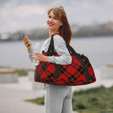 Red Black Plaid Speck Travel Duffle Bag, Lightweight Hospital Bag for Women, Large Sport Gym Bag for Men