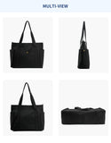 REDSINDA Canvas Tote Bag with Zipper, Multiple Pockets for Daily Essentials, Travel, Work (Black)