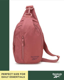 Reebok Unisex Crossbody Sling Bags – Compact Convertible Strap Cross Body Bag Travel Sling Bag - Gym & Travel Essential, Berry Rose