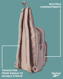 Reebok Unisex Crossbody Sling Bags – Compact Convertible Strap Cross Body Bag Travel Sling Bag - Gym & Travel Essential, Cosmos Mocha