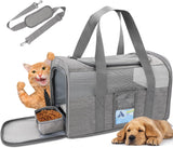 Refrze Cat Carrier,Dog Carriers for Small Dogs Medium Cats Pet Carrier up to 15 Lbs, TSA Airline Approved Cat Carrier Soft, Cat Dog Crate Travel Bag,Grey