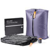 Relime Classic Series Vacuum Bags for Travel Luggage with Wireless Pump, Compression Bags for Carry On Suitcases and Backpack, Vacuum Seal Packing cube for Cloth Packing (2PC + PUMP Gray & Lavender)