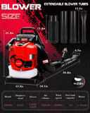 Relxxon Gas Powered Backpack Leaf Blower, Commercial Heavy Duty 75.6cc 4 - Stroke Engine, 205 MPH 750 CFM for Professional Yard Care, Large Properties & Lawn Maintenance, No Fuel Mix (RL9908 PRO)