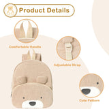 RETEN Corduroy Toddler Backpack for Boys and Girls 3 - 6 Preschool Kindergarten Cute Bear Backpack Kids Travel Daycare Bag, 11.8" (Khaki)