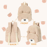 RETEN Corduroy Toddler Backpack for Boys and Girls 3 - 6 Preschool Kindergarten Cute Bear Backpack Kids Travel Daycare Bag, 11.8" (Khaki)
