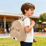 RETEN Corduroy Toddler Backpack for Boys and Girls 3 - 6 Preschool Kindergarten Cute Bear Backpack Kids Travel Daycare Bag, 11.8" (Khaki)