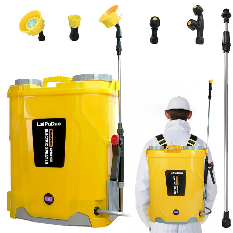RexLeLXB 5.3Gal Battery Powered Backpack Sprayer Compatible with DeWalt 20V Battery, Electric Backpack Sprayer with 4 Nozzles, 0 - 100 PSI Adjustable Pressure for Weeding, Spraying & Cleaning