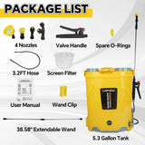 RexLeLXB 5.3Gal Battery Powered Backpack Sprayer Compatible with DeWalt 20V Battery, Electric Backpack Sprayer with 4 Nozzles, 0 - 100 PSI Adjustable Pressure for Weeding, Spraying & Cleaning
