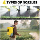 RexLeLXB 5.3Gal Battery Powered Backpack Sprayer Compatible with DeWalt 20V Battery, Electric Backpack Sprayer with 4 Nozzles, 0 - 100 PSI Adjustable Pressure for Weeding, Spraying & Cleaning