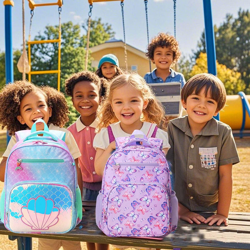 RHCPFOVR Kids Backpack for Girls - Girls Backpack 3 - 8 Ages Butterfly for Kids 15 Inch School Bookbag for Kindergarten Elementary School Bookbag for Girl 1st 2nd Grade