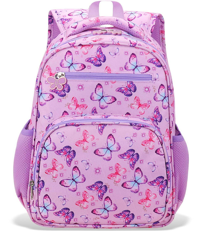RHCPFOVR Kids Backpack for Girls - Girls Backpack 3 - 8 Ages Butterfly for Kids 15 Inch School Bookbag for Kindergarten Elementary School Bookbag for Girl 1st 2nd Grade