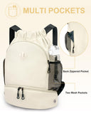 RHDZO Drawstring Backpack Gym Backpack with Shoe Compartment for Men Women String Sports Bag with Wet Pocket Cinch Swim Beach Bag, Beige (Patent Pending)