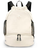 RHDZO Drawstring Backpack Gym Backpack with Shoe Compartment for Men Women String Sports Bag with Wet Pocket Cinch Swim Beach Bag, Beige (Patent Pending)