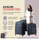 Ricardo Beverly Hills Avalon Softside Medium Check - In Luggage Made with Sustainable 100% Recycled PET (rPET), Lightweight, Eco - Friendly Travel, Expandable, Dual Spinner Wheels, Storm Blue, 24 - inch
