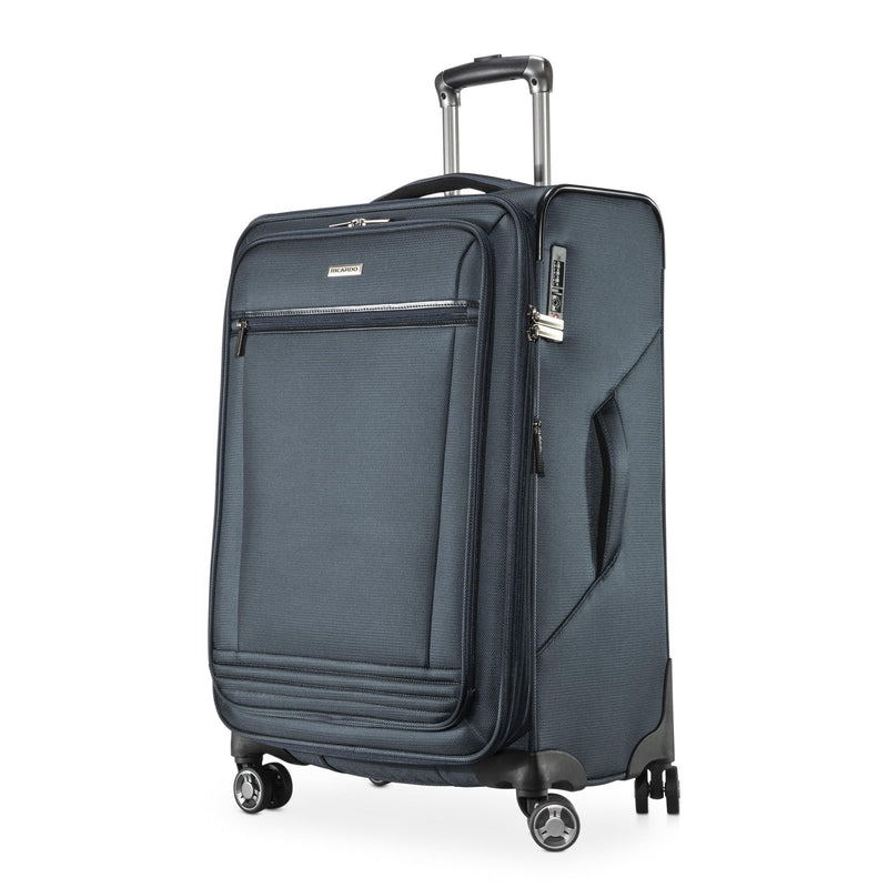 Ricardo Beverly Hills Avalon Softside Medium Check - In Luggage Made with Sustainable 100% Recycled PET (rPET), Lightweight, Eco - Friendly Travel, Expandable, Dual Spinner Wheels, Storm Blue, 24 - inch
