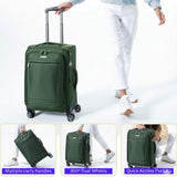 Ricardo Beverly Hills Avalon Softside Medium Check - In Luggage Made with Sustainable 100% Recycled PET (rPET), Lightweight, Eco - Friendly Travel, Expandable, Dual Spinner Wheels, Juniper Green, 24 - inch