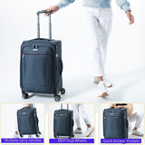 Ricardo Beverly Hills Avalon Softside Medium Check - In Luggage Made with Sustainable 100% Recycled PET (rPET), Lightweight, Eco - Friendly Travel, Expandable, Dual Spinner Wheels, Storm Blue, 24 - inch